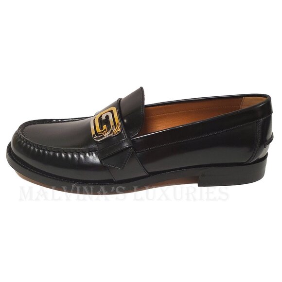 GUCCI SHOES MENS INTERLOCKING G LOGO PLAQUE LEATHER LOAFERS 9 /US 9.5 - Picture 12 of 16